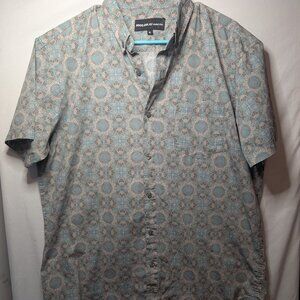 Molokai Surf Co Button Down Shirt Short‎ Sleeve Gray Geo Print Size XL